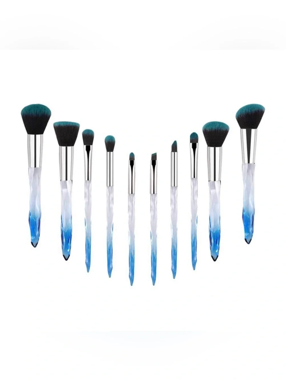 10 Piece Crystal Handle Makeup Brush Set